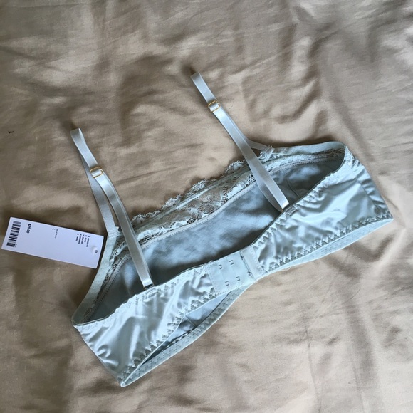 Blue Satin Lace Bralette - Picture 3 of 8